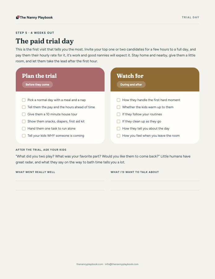 Guide page: the paid trial day, what to plan and what to watch for