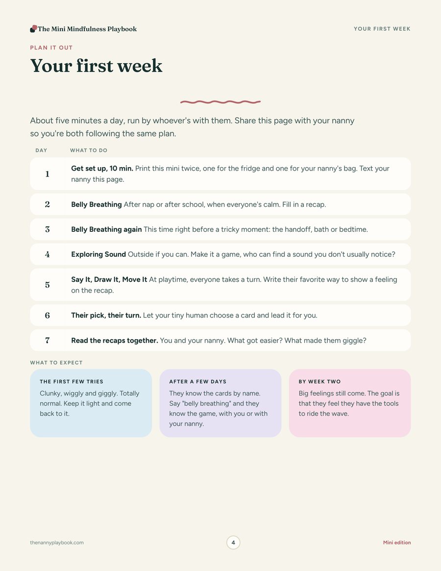 First week plan page